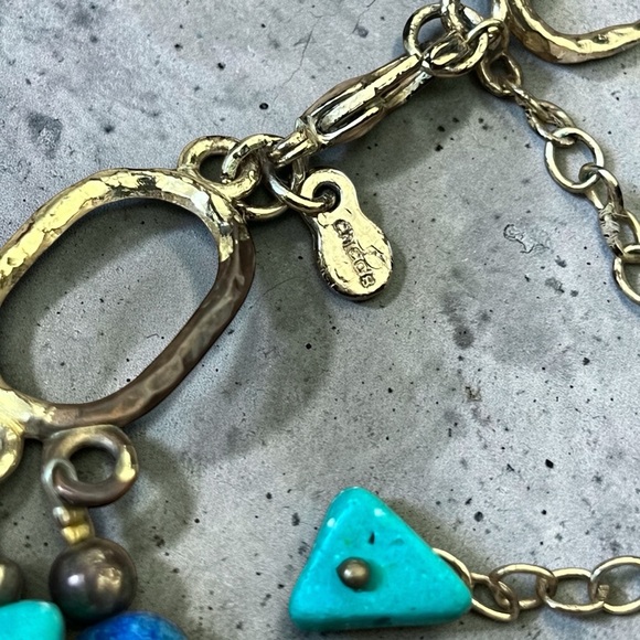 Chico's Layered Turquoise & Teal Beaded Necklace with Gold Accents - Picture 5 of 6